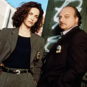 NYPD BLUE, from left, Kim Delaney, Dennis Franz, 1993-2005 (1995 photo)