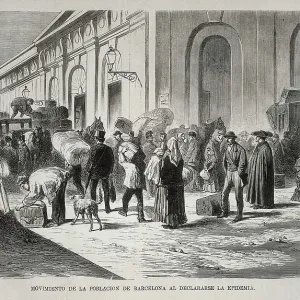 Spain (1870). Movement of population in Barcelona after the epidemic. Engraving. SPAIN. Barcelona. Biblioteca de Catalunya (National Library of Catalonia)