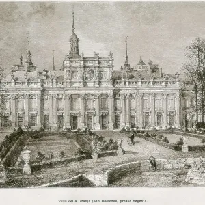 Spain (1874). Royal Palace of la Granja de San Ildefonso. Picture from the book "L'Espagne" by Charles Davillier. Litography. SPAIN. Madrid. National Library