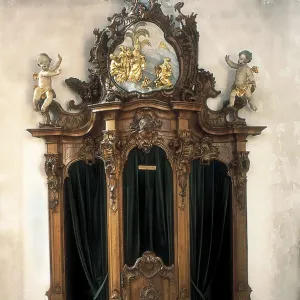 SWITZERLAND. Sankt Gallen. Abbey of Saint Gall. Confessional booth (18th c.). Rococo art. AISA/Everett Collection**US SALES ONLY**