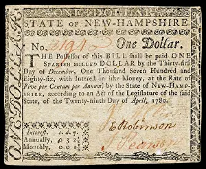 Paper Prints: $1 Colonial currency from the former State of New Hampshire
