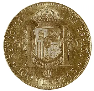 Coin Prints: 100 pesetas coin. Coin. - BeBa/Iberfoto/Everett Collection (146595)**US SALES ONLY**