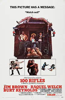 Train Prints: 100 RIFLES, US poster art, top from left: Jim Brown