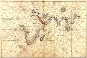 Shipping Prints: 1544 nautical map of the Indian Ocean showing Africa