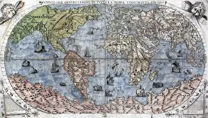 Australia Prints: 1565 World Map by Paulo Forlani, based on the work of Giacomo Gastaldi