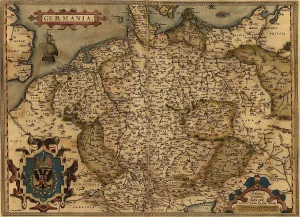 Reformation Prints: 1570 map of German States. From Abraham Ortelius, Theatrvm orbis terrarvm