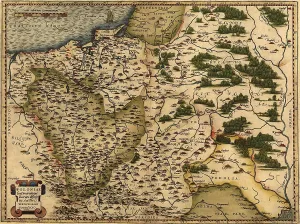 Hungary Prints: 1570 map of Poland. Poland's political boundaries have changed dramatically over time