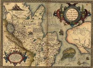 Arctic Ocean Prints: 1570 map of 'Tartaria' spanning all of Northern Asia from the Ural Mountains to the Pacific Ocean