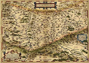 Eastern Europe Prints: 1570 map of Transylvania, now the western part of Romania and the legendary home of the vampire Dracula