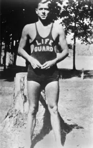 Bathing Suits Prints: 16 year old Ronald Reagan as a young Lifeguard Lowell Park Illinois