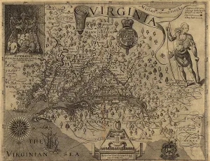 New World Prints: 1606 map of Virginia as discovered and described by Captain John Smith