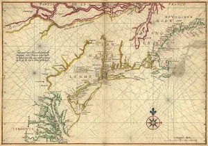 Colonies Prints: 1639 Maps of British Colonies in North America, with locations of Plymouth and Jamestown