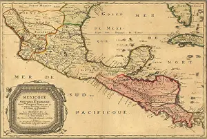 New Spain Prints: 1656 map of Central America and Mexico, showing many modern place names and boundaries