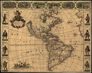 New Spain Prints: 1660 map of the Western Hemisphere