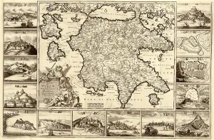 Peloponnesus Prints: 1688 map of Peloponnesian Peninsula of southern Greece