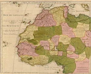 Slave Trade Prints: 1707 French map of Northwest Africa