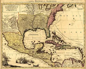 New Spain Prints: 1710 Dutch map of North America and the Caribbean