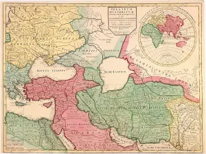 Syria Prints: 1712 French map of Southwest Asia and Southeast Europe recreating the geography of the late Roman Empire of 400 AD
