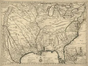 New Spain Prints: 1718 French map of North America showing the Mississippi River region