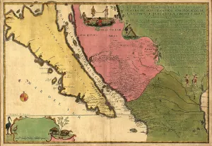 New Spain Prints: 1720 map of Baja California and northwest Mexico, showing California as an island