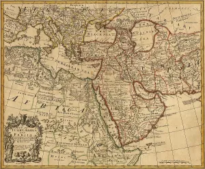 Persia Prints: 1721 map of Turkey, Arabia, and Persia and environs including Northeast Africa