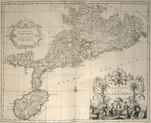 Orient Prints: 1737 map of South China coast, including location of Hong Kong and Macao Island