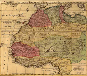 Slave Trade Prints: 1742 French map of Northwest Africa