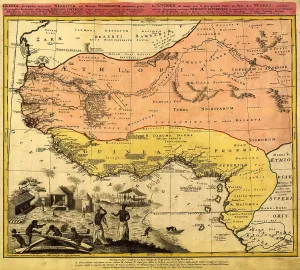 Ivory Prints: 1743 map of west coast of Africa where slave trade thrived
