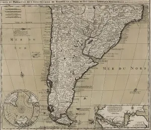Argentina Prints: 1745 map of northern South American continent