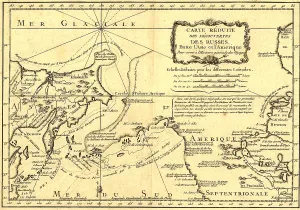 North Prints: 1747 map showing Alaska as a Russian territory