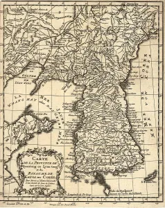 Georgraphy Prints: 1750 French map of Korea. Korean national identity has survived many invasions by its powerful neighbors