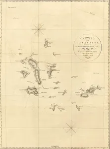 Evolution Prints: 1798 map of the Galapagos islands in the Pacific Ocean