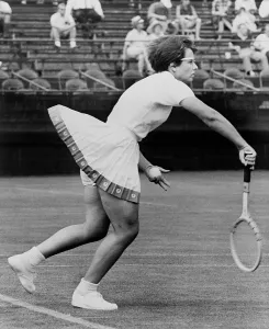 Tennis Prints: 18 year old Billie Jean Moffitt playing tennis at South Orange