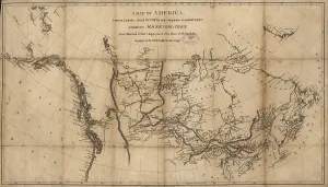 New World Prints: A 1801 map of North America showing Alexander Mackenzie's track from Montreal to Fort Chipewyan