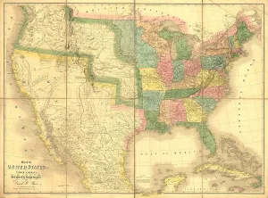 Manifest Destiny Prints: 1839 map showing US-Mexican boundary before the Mexican War
