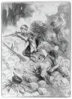 1848 Prints: 1848, The French revolution: scene at the barricade, Paris, June 1848