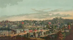 Industrial Revolution Prints: 1854 bird's eye view of Ellicotts Mills