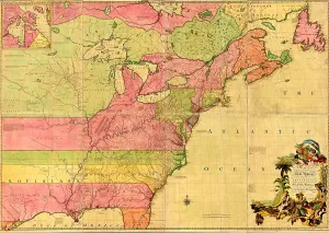 New World Prints: 1855 map of the British and French dominions in North America