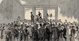 Armies Prints: 1863 scene of New York City draft lottery