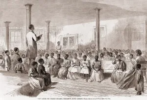 Abolitionists Prints: 1866 classroom of Zion school for African American children born into slavery children