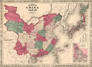 Orient Prints: 1868 map of china and Japan, showing provincial boundaries