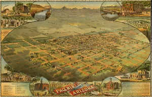 Us West Prints: 1885 bird's eye view of Phoenix, Arizona