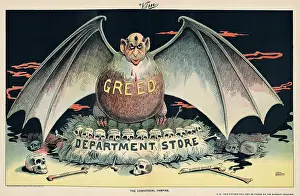 Skulls Prints: 1898 cartoon attacking the emergence of large