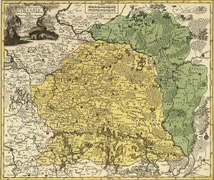 Eastern Europe Prints: 18th century map of Lithuania