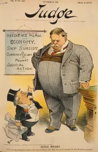 Judge Prints: 1909 cartoon criticizing to Taft's continuation of his predecessor's 'Roosevelt policy