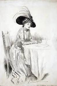 December Prints: 1910 drawing by Charles Dana Gibson (1867-1944)