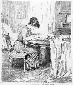 December Prints: 1911 drawing by Charles Dana Gibson (1867-1944)