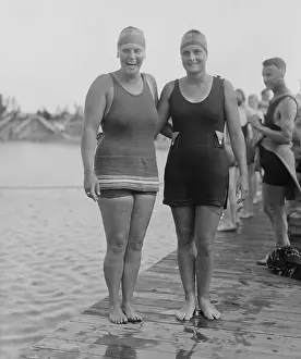 Olympics Prints: 1920 Olympic Swimmers Charlotte Boyle and Ethelda Bleibtrey