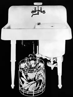Dishes Prints: 1920s Electric Dishwashersink. It had a heavy