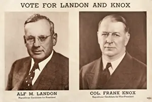 Landon Prints: 1936 Republican Campaign Poster for Alf Landon and Frank Knox